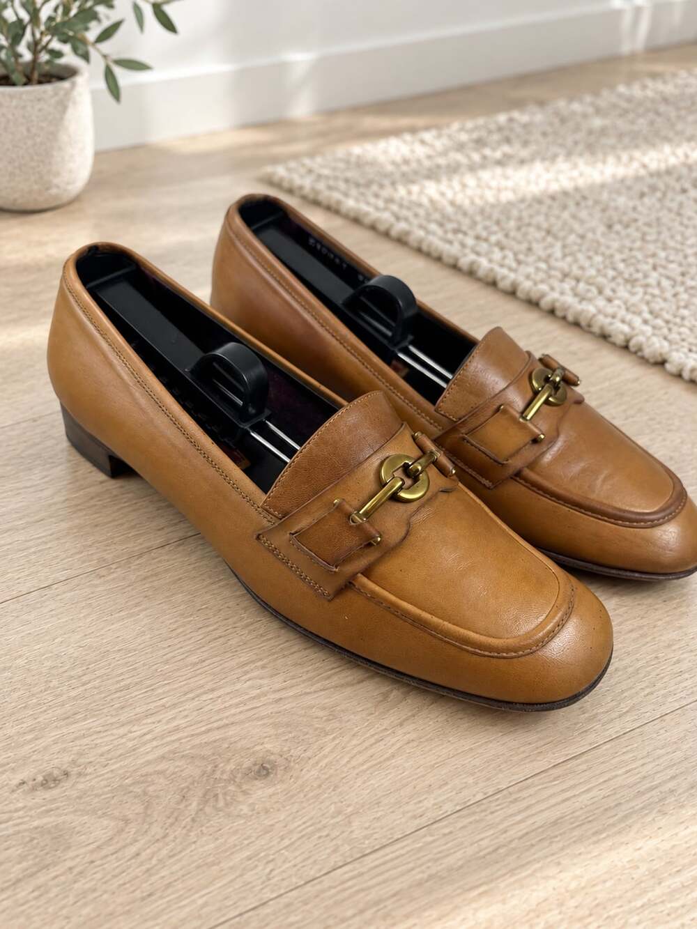 Cole Haan Leather Horsebit Loafers Size 8.5 B Tan Wedge Heels